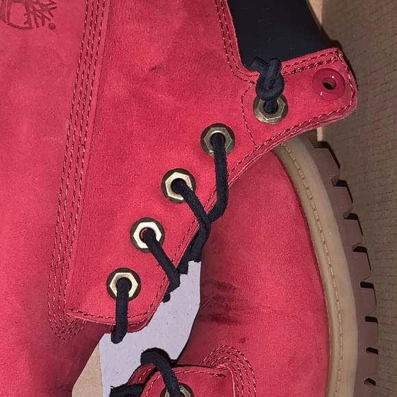 Red Timberland boots